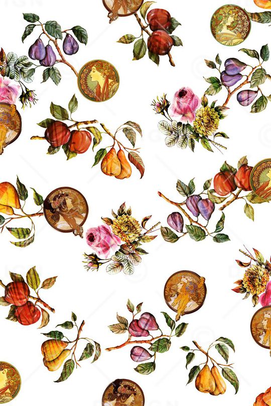 复古水果印花华亿平台图片