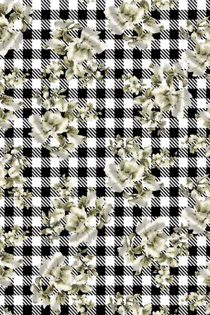 黑白格子印花华亿平台图片