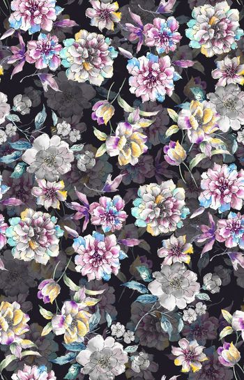 437136-时尚纯水彩手绘花卉组合印花