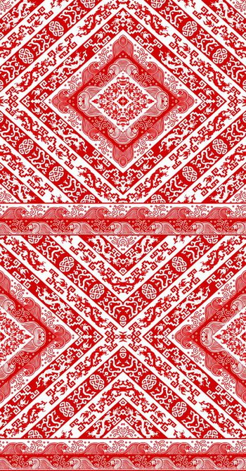 437187-中国风青花瓷靛蓝条纹龙纹图案几何菱