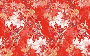 437208-流行时尚中国风手绘花卉数码印花