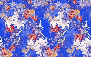 437209-流行时尚中国风手绘花卉数码印花