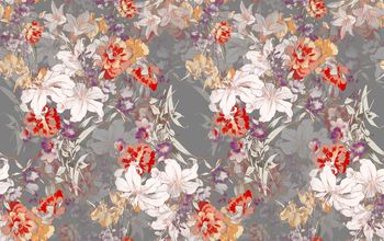 437210-流行时尚中国风手绘花卉数码印花