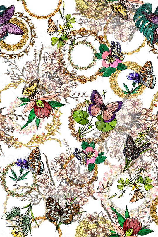 蝴蝶印花华亿平台图片