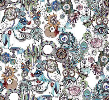 437251-个性手绘线稿图案数码印花