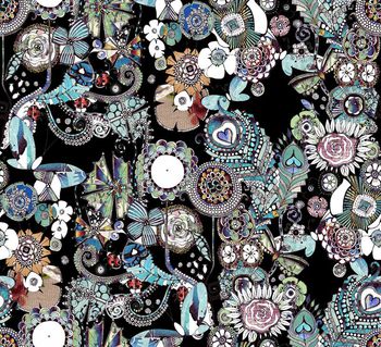 437252-个性手绘线稿图案数码印花