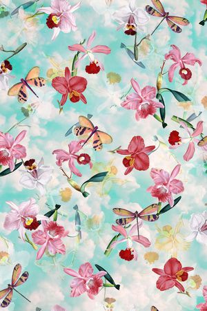 植物手绘兰花印花华亿平台图片