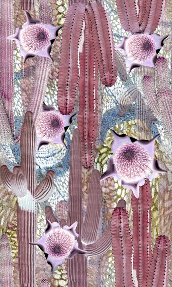 437417-流行时尚3D仙人掌数码印花