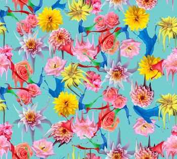 437906-个性创意飞溅颜料花卉组合数码印花