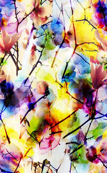 437923-数码唯美女士丝巾花卉水彩组合