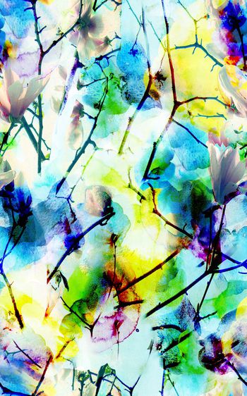 437924-数码唯美女士丝巾花卉水彩组合