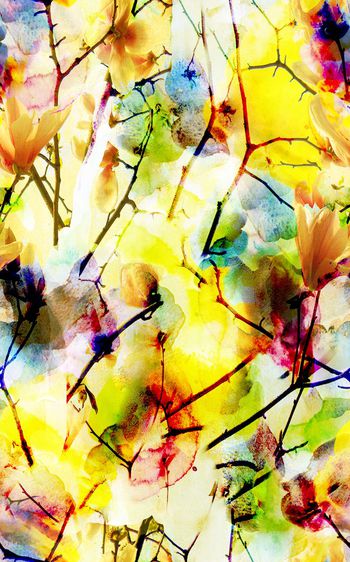 437925-数码唯美女士丝巾花卉水彩组合