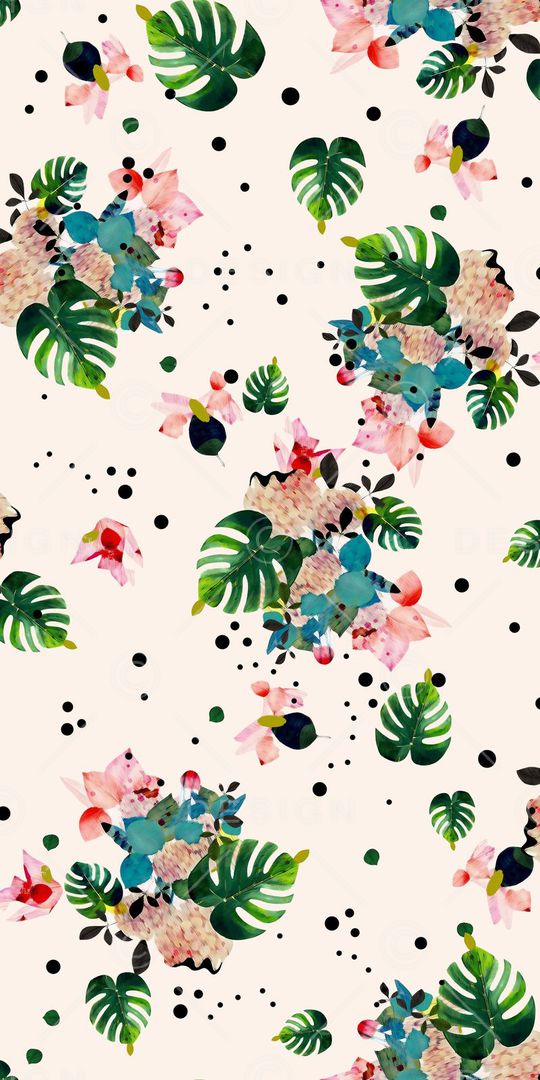 波点干净花卉印花华亿平台图片