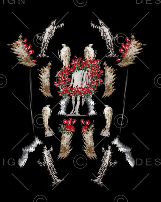 抽象玫瑰石膏波纹印花华亿平台图片