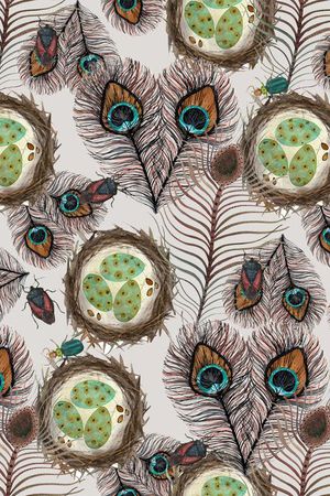 复古鸟印花华亿平台图片