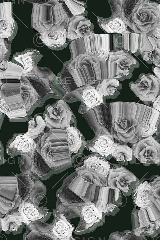 扭曲花卉模糊融合印花华亿平台图片