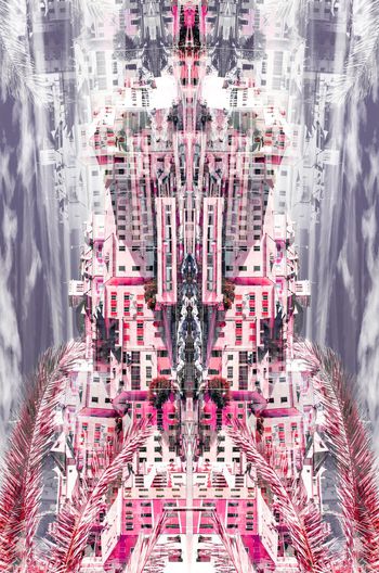 438397-欧洲建筑镜像金棕榈树希腊海边房子爱