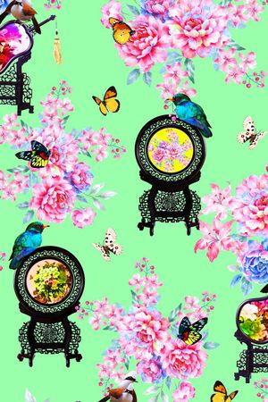 蝴蝶印花华亿平台图片