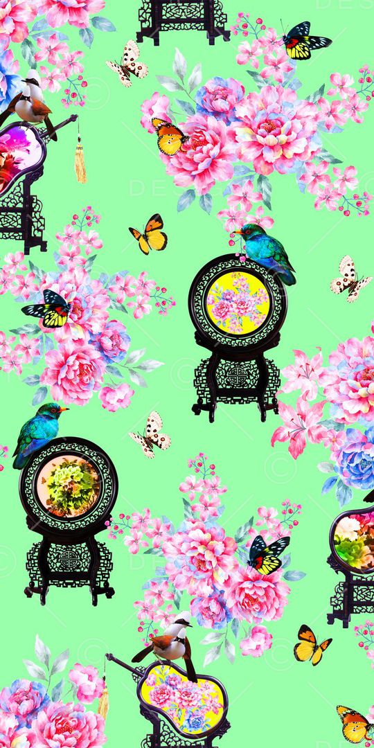 蝴蝶印花华亿平台图片