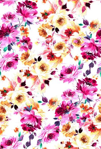 438499-时尚大胆绚丽色彩水彩抽象花卉