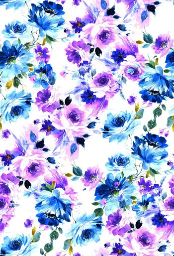 438500-时尚大胆绚丽色彩水彩抽象花卉