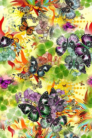 彩色几何火苗印花华亿平台图片