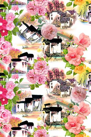 抽象水墨画印花华亿平台图片