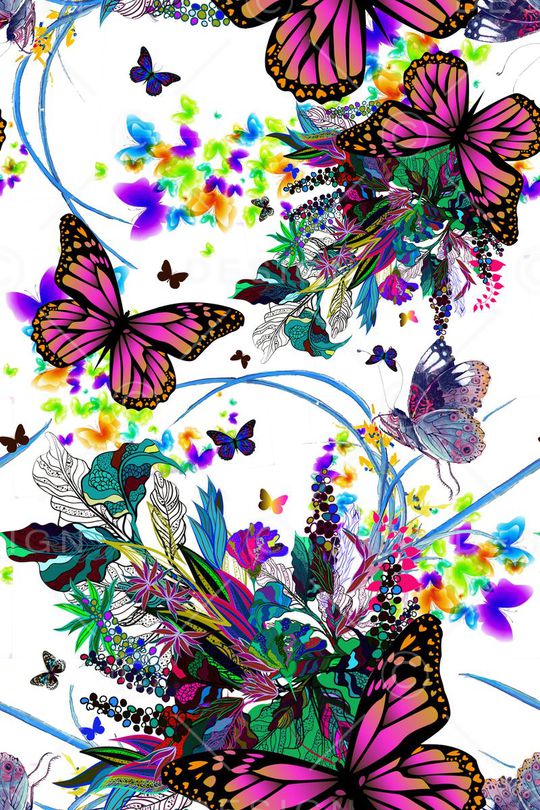 彩色蝴蝶印花华亿平台图片