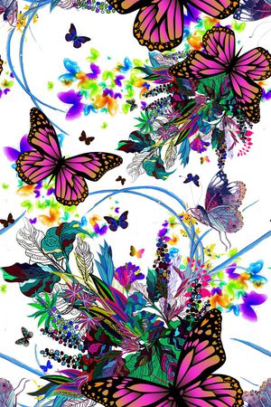 彩色蝴蝶印花华亿平台图片