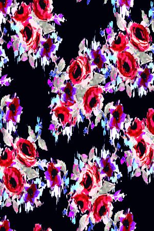 手绘彩花印花华亿平台图片