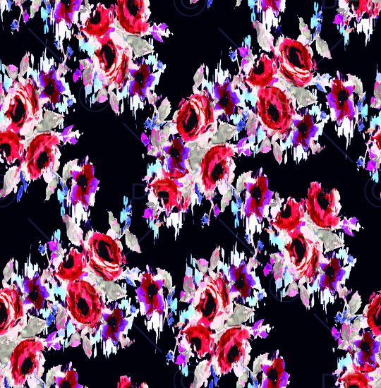 手绘彩花印花华亿平台图片