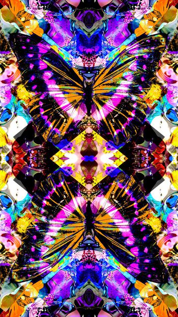 439653-展翅蝴蝶恋花卉几何花丛飞舞女装连衣