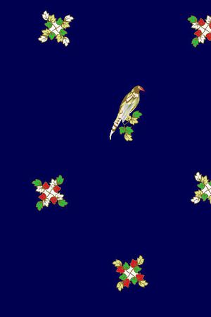 花鸟组合印花华亿平台图片