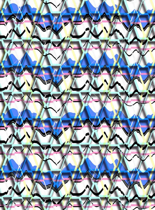 波浪 笔触 笔刷 曲线 条格 几何 叠加 投影印花华亿平台图片