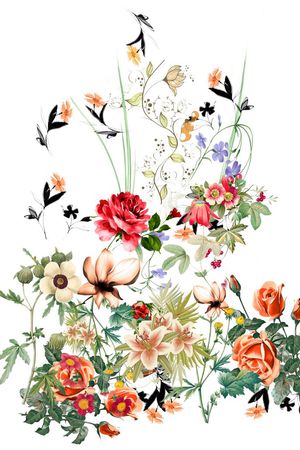 大牌走秀时尚裙子手绘花卉清爽印花华亿平台图片