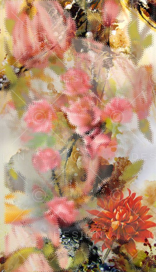 抽象玫瑰油画印花华亿平台图片