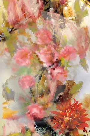 抽象玫瑰油画印花华亿平台图片