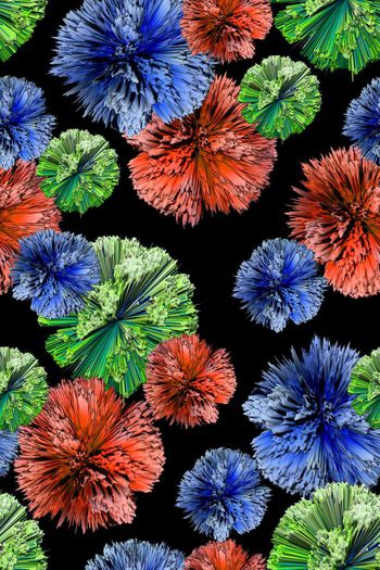 439969-抽象3D立体石笋花数字花卉女装高腰