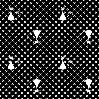 439985-趣味小猫格子黑白印花