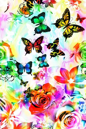 蝴蝶印花华亿平台图片