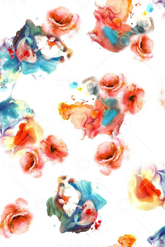 水彩人物花卉印花华亿平台图片