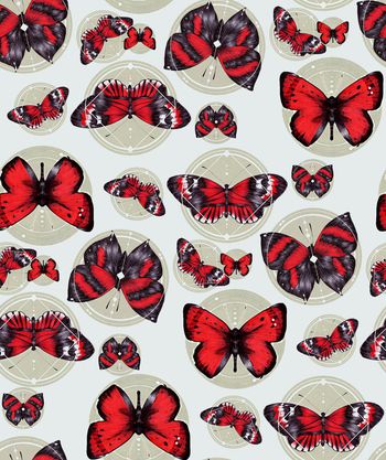 440041-流行时尚大波点标本蝴蝶数码印花.