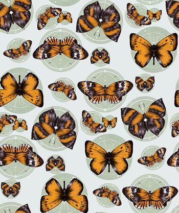 440042-流行时尚大波点标本蝴蝶数码印花.