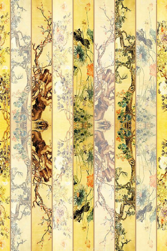 花卉条屏印花华亿平台图片