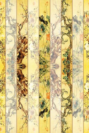 花卉条屏印花华亿平台图片