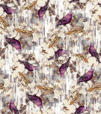 440199-时尚复古花卉鸟笔触组合数码印花2