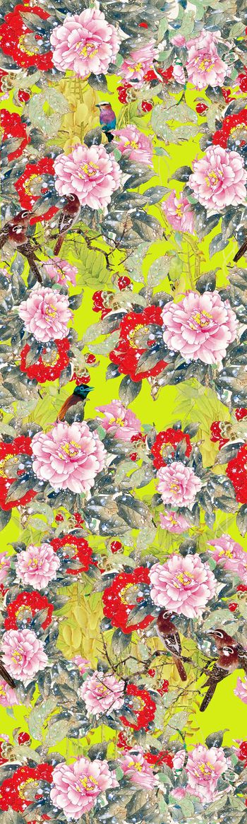 440211-中国风，花鸟，牡丹，底纹，紫藤