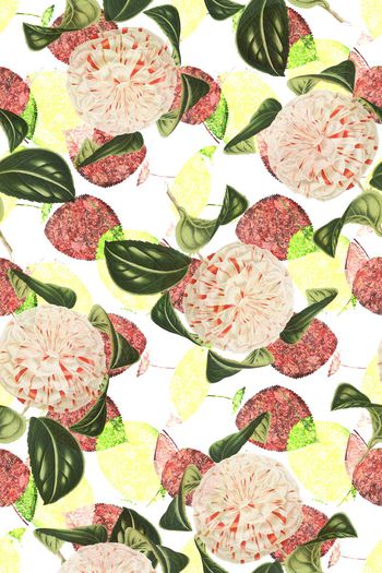 440361-小清新灯笼花树叶底纹拼接