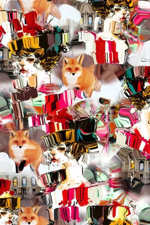 手绘插画动物组合印花华亿平台图片