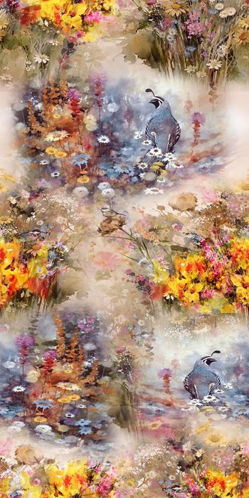 440421-时尚 水彩 花卉   数码 丝绸 